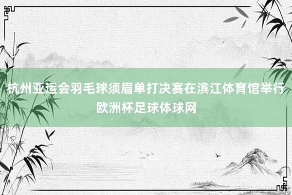 杭州亚运会羽毛球须眉单打决赛在滨江体育馆举行欧洲杯足球体球网