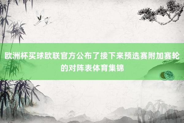 欧洲杯买球欧联官方公布了接下来预选赛附加赛轮的对阵表体育集锦